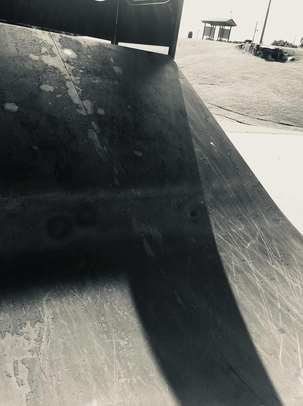 moody black and white skatepark ramp