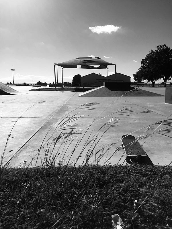 The skatepark in Roswell, New Mexico is surrounded by desert